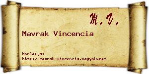 Mavrak Vincencia névjegykártya